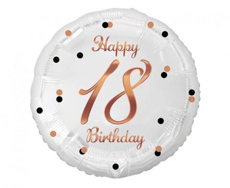 Balon Foliowy Happy 18 Birthday Biały Nadruk